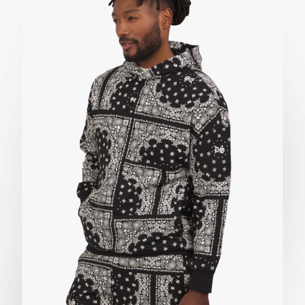 Dogg Supply by Snoop Dogg Black/White Bandana Popover Hoodie Men’s Size Medium - Picture 1 of 13